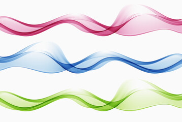 Wall Mural - Red, green and blue flow of wavy lines, abstract wave background. Set of vector waves.