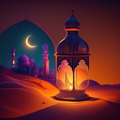 Wall Mural - Holy Ramadan Kareem moon. Month of fasting for Muslims. Generative AI