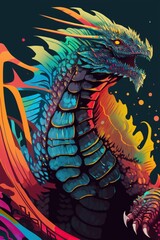  Dragon colorful illustration