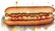 Watercolor painting of a hotdog | AI Generated