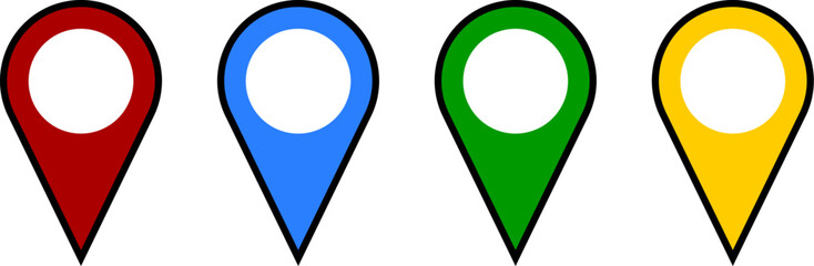 Poster - Location Pointer Pin or You Are Here Marker Hotspot Symbol Sign Icon Set with Contour Outline. Vector Image.