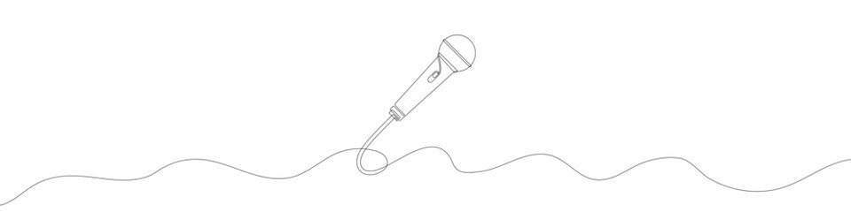 Sticker - Continuous drawing of microphone. One line icon of microphone. One line drawing background. Vector illustration. Line art of microphone