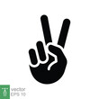 Hand gesture V sign for victory or peace glyph icon. Simple solid style for apps and websites. Vector illustration on white background. EPS 10.