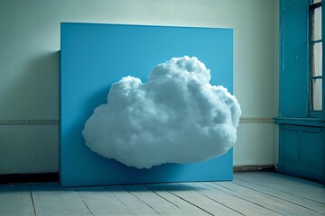 Canvas Print - blue blank cloud. Generative AI