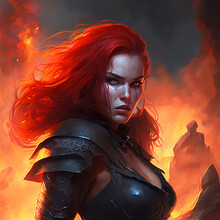 Red Head Female Fighter Fantasy Character
