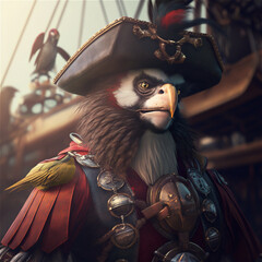 Poster - Pirate fantasy character on a boat