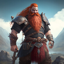 Red Head Dwarf Fantasy Character