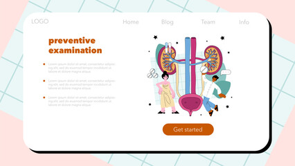 Wall Mural - Urologist web banner or landing page. Urinary system examination