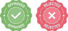 Approved And Rejected Label Sticker Icon. Flat Illustration