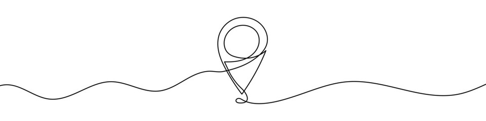 Wall Mural - Map pin line background. One line drawing background. Continuous line drawing of GPS icon. Vector illustration.