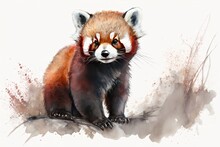 Cute Red Panda. Illustration For Children. Generative AI.