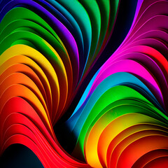 Poster - abstract colorful wavy background, ai generation