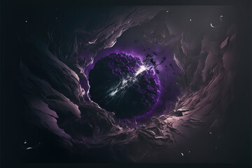 Wall Mural - Black hole illustration. Fantasy galaxy generative AI background