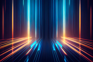 Poster - Blue techno sci-fi background, ai generation