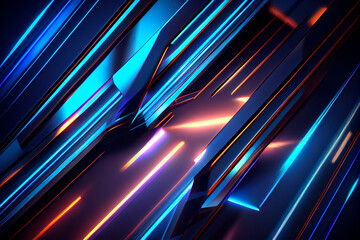 Leinwandbilder - Blue techno sci-fi background, ai generation