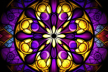 Wall Mural - Multicolored stained glass window with irregular random block pattern. Generative illustration