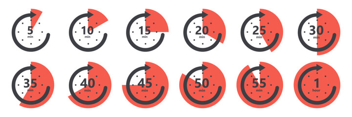Aufkleber - Set of circle time arrow. Minute arrow circle collection