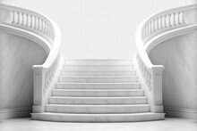 White Marble Classic Staircase. Generative Ai Illustration