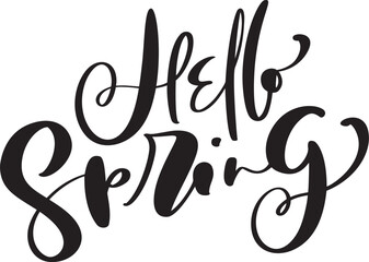 Wall Mural - Vector hand drawn Hello spring text motivational and inspirational season quote. Calligraphic card, mug, photo overlays, t-shirt print, flyer, poster design
