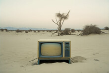 Old Abandoned TV In The Desert, Generative AI