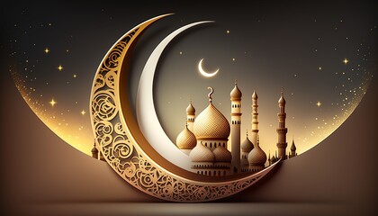 Poster - Holy Ramadan Kareem moon. Month of fasting for Muslims.	
