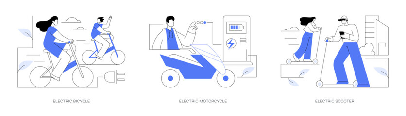 Personal urban transport abstract concept vector illustrations.