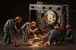 Bitcoin Mining -Figuren schürfen Krypto-Währung - Generative AI