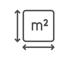 Poster - Square area line icon. Room dimension sign. Territory measurement symbol. Quality design element. Linear style square area icon. Editable stroke. Vector