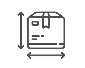Poster - box size line icon. package dimension sign. parcel measurement symbol. quality design element. linea