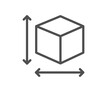 Box size line icon. Package dimension sign. Parcel measurement symbol. Quality design element. Linear style box size icon. Editable stroke. Vector