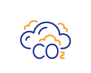 Poster - co2 gas line icon. carbon dioxide emissions sign. exhaust reduction symbol. colorful thin line outli