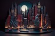 An illustration of New York with the statue in three-dimensional style at night. Concept: New York art print. Generative ai 