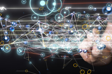 Poster - conference Digital Network and data concept 3d - connection