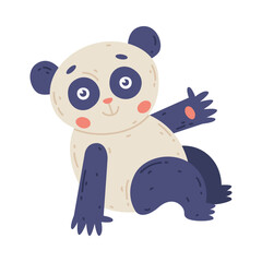 Poster - Adorable baby panda bear. Lovely wild animal. Cute childish print for banner, card, t-shirt cartoon vector illustration