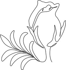 Poster - One line drawing of a rose. Vector illustration