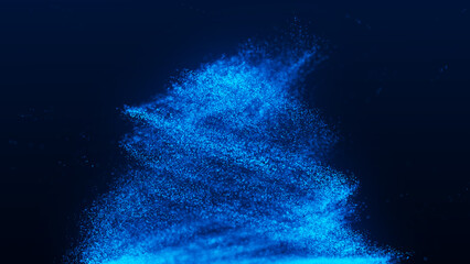 Poster - Particle tornado, motion Background. Abstract background with connecting dots. Vortex. Whirlpool bright of mixed particles of, flying on dark background. 3D rendering.