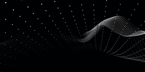 Poster - Abstract digital particle wave. Futuristic dotted wave. Technology background vector. Vector illustration