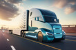 caminhão com tecnologia do futuro em auto estrada 