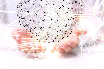 Aufkleber - Neural network 3D illustration. Big data and cybersecurity