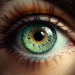 Human green eye super macro closeup. Generative AI