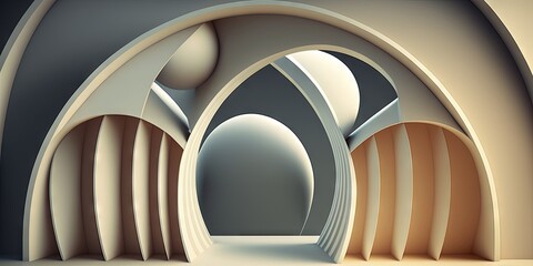 Poster - Background of abstract architecture with an internal arch. Generative AI