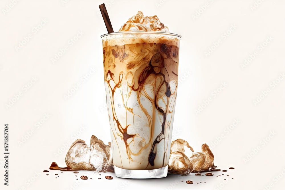 Iced coffee on a white background, isolated. Generative AI