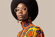 1960s vintage fashion portrait. Black woman with retro 60's style. Generative ai