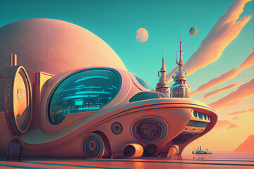 Poster - Futuristic world created with Generative Ai