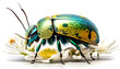 Beautiful Colorful Beetle on white background  Generative AI