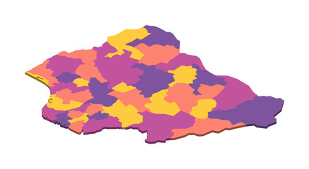  Nigeria political map of administrative divisions - states and federal capital territory. Isometric 3D blank vector map in four colors scheme.
