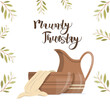 Maundy Thursday banner with Basin, towel and clay jug with handle