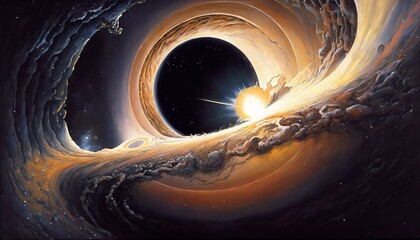 Wall Mural - Black hole in space illustration, game scene concept design