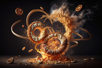 Wall Mural - Burning spicy onion rings Generative AI