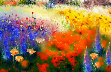 Sticker - Field of flowers watercolor Generative AI